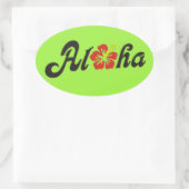 Aloha Hibiscus - flat Hawaii design + jouw ideeën Ovale Sticker (Tas)
