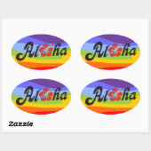 Aloha Hibiscus - flat Hawaii design + jouw ideeën Ovale Sticker (Vel)