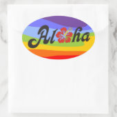 Aloha Hibiscus - flat Hawaii design + jouw ideeën Ovale Sticker (Tas)