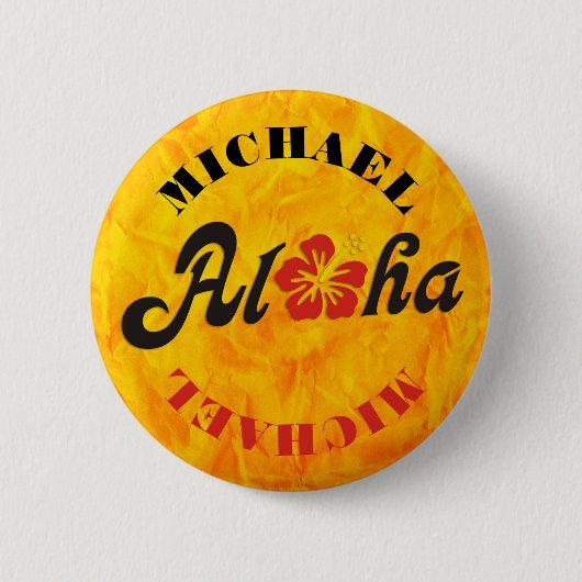 Aloha Hibiscus - flat Hawaii design + jouw ideeën Ronde Button 5,7 Cm (Voorkant)