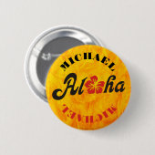 Aloha Hibiscus - flat Hawaii design + jouw ideeën Ronde Button 5,7 Cm (Voorkant /achterkant)