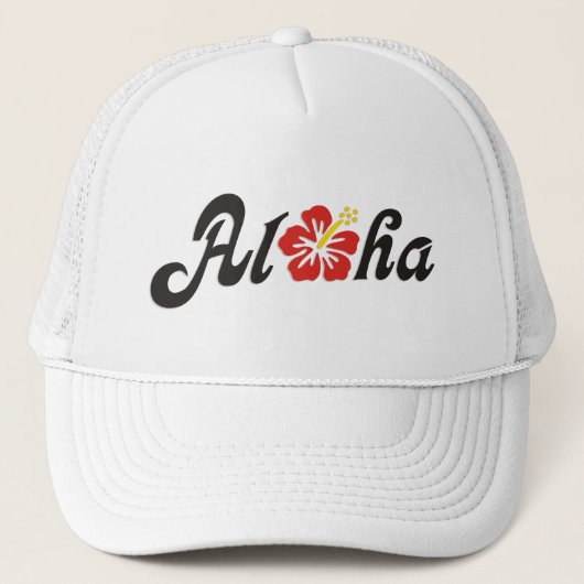 Aloha Hibiscus - flat Hawaii design + jouw ideeën Trucker Pet (Voorkant)