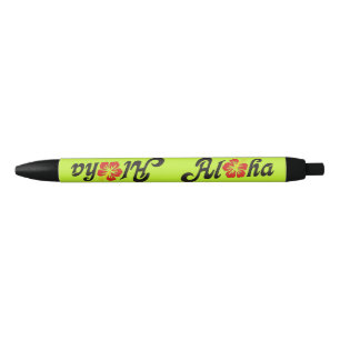 Aloha Hibiscus - flat Hawaii design + jouw ideeën Zwarte Inkt Pen