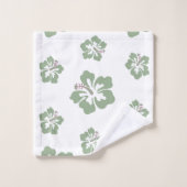 Aloha hibiscus floreel patroon wit en groen bad handdoek (Wasdoekje)