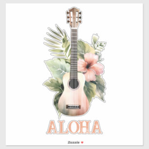 Aloha Hibiscus Flower Gitaar Sticker