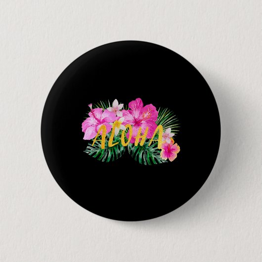 Aloha Hibiscus Flowers Ronde Button 5,7 Cm (Voorkant)