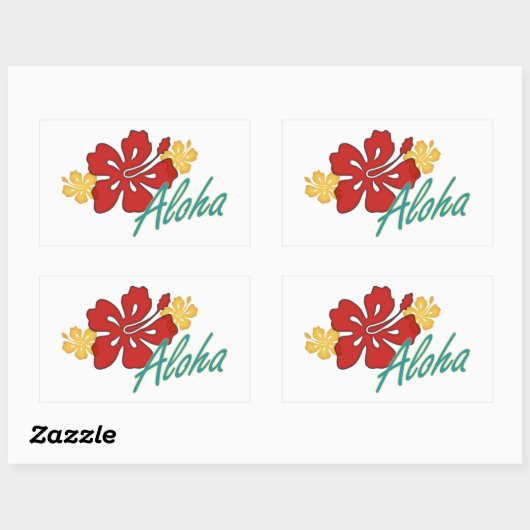 Aloha Hibiscus Rechthoekige Sticker (Vel)