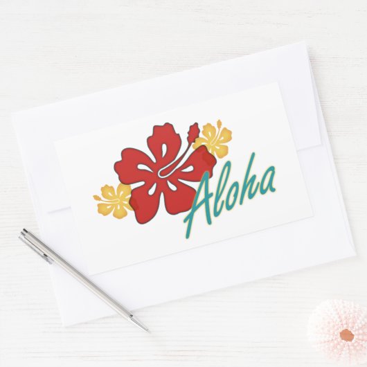 Aloha Hibiscus Rechthoekige Sticker (Envelop)