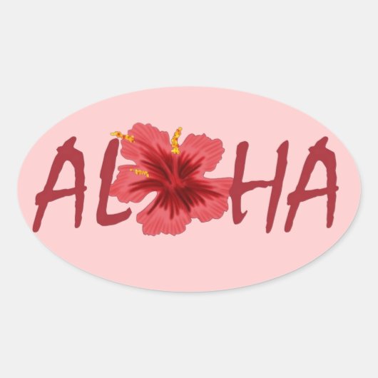 Aloha hibiscus sticker. ovale sticker (Voorkant)
