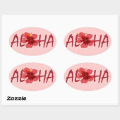 Aloha hibiscus sticker. ovale sticker (Vel)