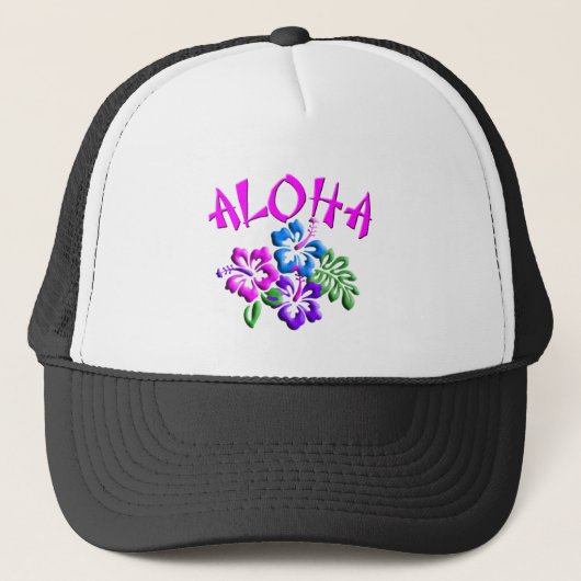 Aloha Hibiscus T-Shirt Logo Trucker Pet (Voorkant)