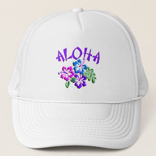 Aloha Hibiscus T-Shirt Logo Trucker Pet (Voorkant)