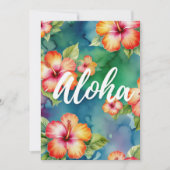 Aloha Hibiscus Tropisch Waterverf Bloem Bruiloft Save The Date (Voorkant)