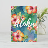 Aloha Hibiscus Tropisch Waterverf Bloem Bruiloft Save The Date (Staand voorkant)