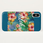 Aloha Hibiscus Tropisch Waterverf Bloemendesign Case-Mate iPhone Case (Achterkant (horizontaal))