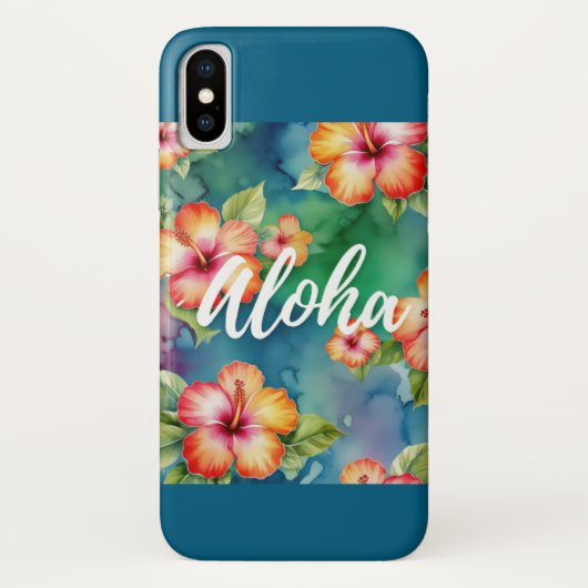 Aloha Hibiscus Tropisch Waterverf Bloemendesign Case-Mate iPhone Case (Achterkant)
