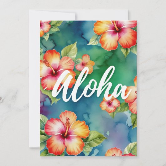 Aloha Hibiscus Tropische Waterverf Bloemenbruiloft Save The Date (Voorkant)