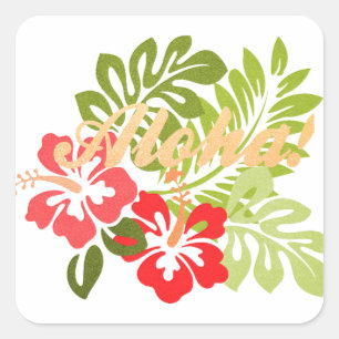 Aloha Hibiscus Vierkante Sticker