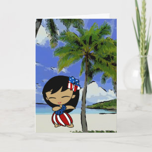 Aloha Honeys Hawaiian Beach Patriotic Cards Kaart