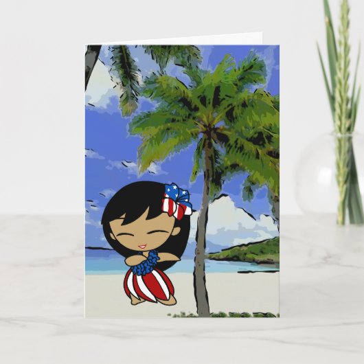 Aloha Honeys Hawaiian Beach Patriotic Cards Kaart (Voorkant)