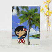 Aloha Honeys Hawaiian Beach Patriotic Cards Kaart (Gele Bloem)