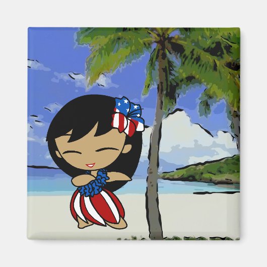 Aloha Honeys Hawaiian Beach Patriottische Magneten (Voorkant)