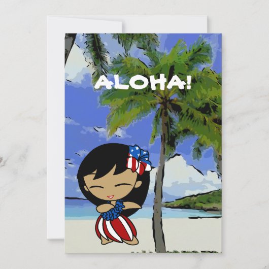 Aloha Honeys Hawaiian Beach Patriottische Uitnodig Kaart (Voorkant)