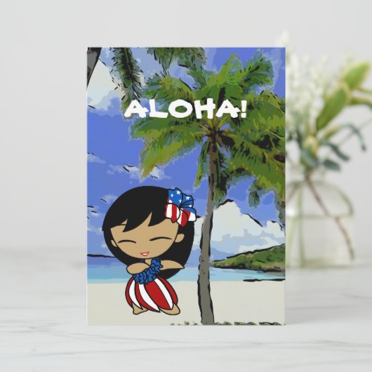 Aloha Honeys Hawaiian Beach Patriottische Uitnodig Kaart (Staand voorkant)