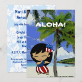 Aloha Honeys Hawaiian Beach Patriottische Uitnodig Kaart (Voorkant / Achterkant)