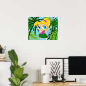 Aloha Honeys Hawaiian Blond Hula Girl Poster (Thuiskantoor)