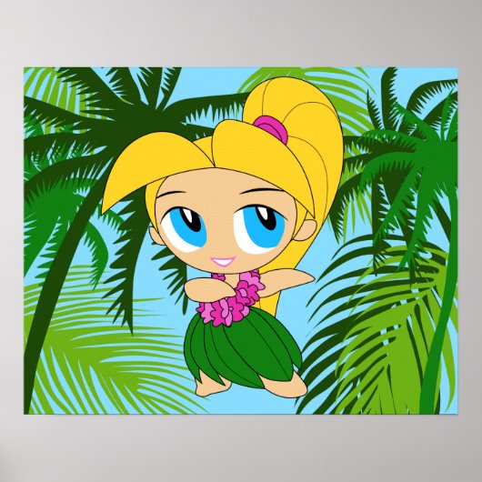 Aloha Honeys Hawaiian Blond Hula Girl Poster (Voorkant)
