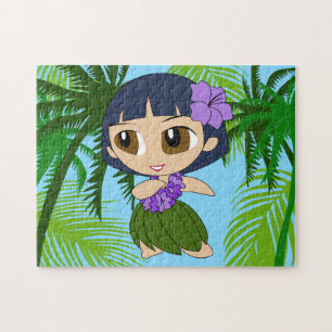 Aloha Honeys Hawaiian Blue Hair Hula Girl Legpuzzel