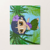 Aloha Honeys Hawaiian Blue Hair Hula Girl Legpuzzel (Verticaal)