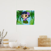Aloha Honeys Hawaiian Blue Hair Hula Girl Poster (Keuken)