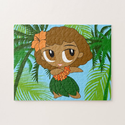 Aloha Honeys Hawaiian Brown Hair Hula Girl Legpuzzel (Horizontaal)