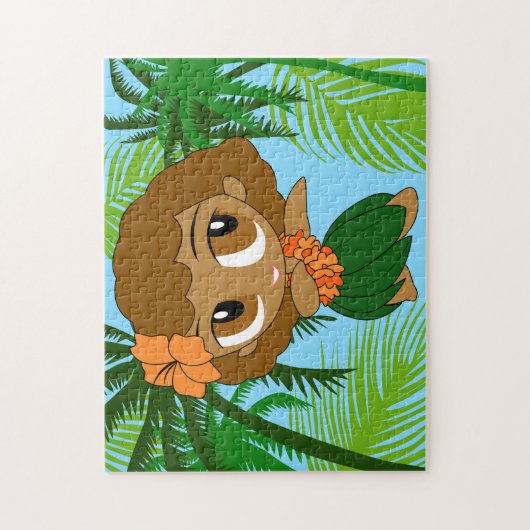Aloha Honeys Hawaiian Brown Hair Hula Girl Legpuzzel (Verticaal)