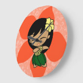 Aloha Honeys Hawaiian Hibiscus Hula Meisje Grote Klok (Hoek)