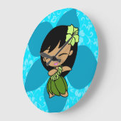 Aloha Honeys Hawaiian Hibiscus Hula Meisje Grote Klok (Hoek)