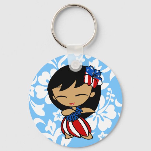Aloha Honeys Hawaiian Hibiscus Patriotic Sleutelha Sleutelhanger (Voorkant)