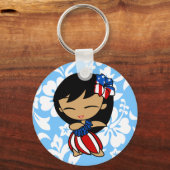 Aloha Honeys Hawaiian Hibiscus Patriotic Sleutelha Sleutelhanger (Voorkant)