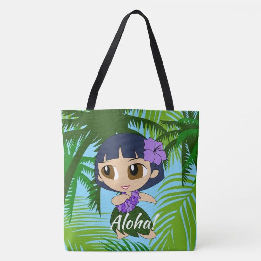 Aloha Honeys Hawaiian Hula Girl Beach Tote Bag (Voorkant)