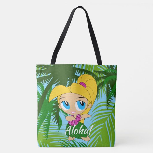 Aloha Honeys Hawaiian Hula Girl Beach Tote Bag (Voorkant)