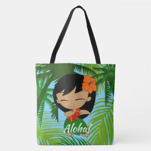 Aloha Honeys Hawaiian Hula Girl Beach Tote Bag