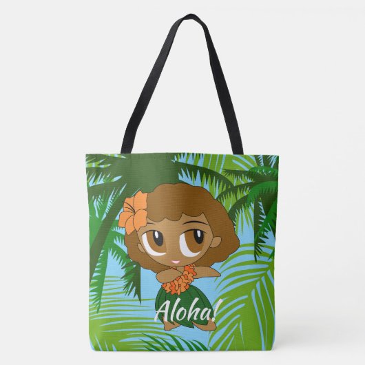 Aloha Honeys Hawaiian Hula Girl Beach Tote Bag (Voorkant)