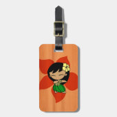 Aloha Honeys Hawaiian Hula Girl Faux Wood Bagagelabel (Voorkant verticaal)