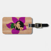Aloha Honeys Hawaiian Hula Girl Faux Wood Bagagelabel (Voorkant horizontaal)