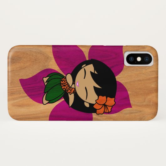 Aloha Honeys Hawaiian Hula Girl Faux Wood Violet Case-Mate iPhone Case (Achterkant (horizontaal))