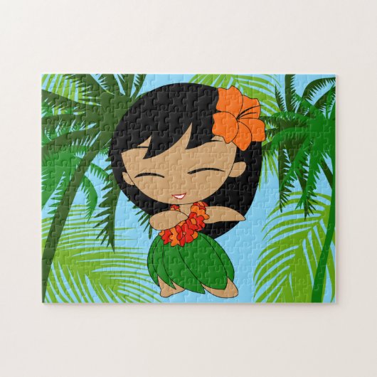 Aloha Honeys Hawaiian Hula Girl met Sinaasappel Legpuzzel (Horizontaal)