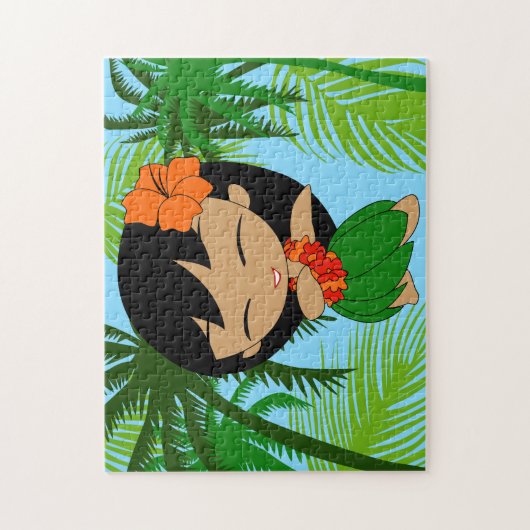 Aloha Honeys Hawaiian Hula Girl met Sinaasappel Legpuzzel (Verticaal)