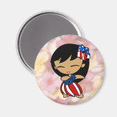 Aloha Honeys Hawaiian Plumeria Patriottische Magne Magneet (Voorkant / Achterkant)